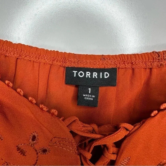 Torrid Orange Floral Peplum Top - Picture 6 of 9